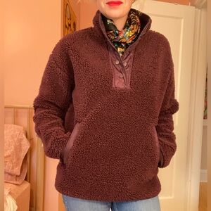 Athleta cozy fleece pullover sz M in burgundy